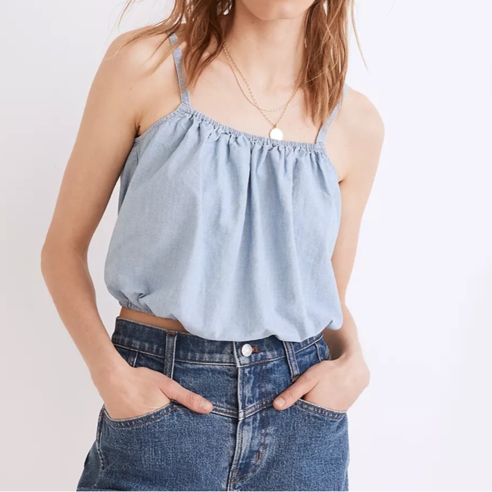 NWT Madewell drawstring cropped chambray tank